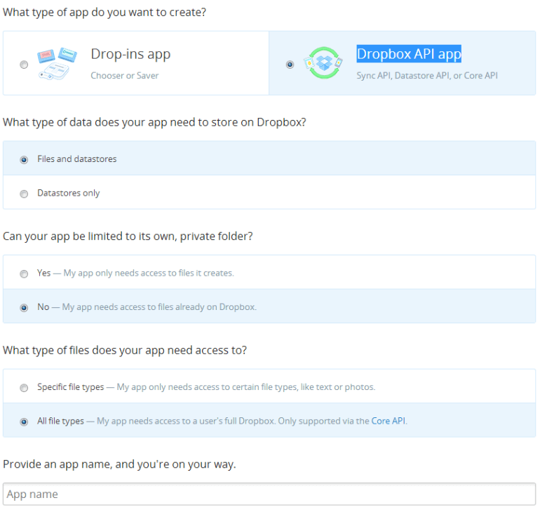 DropboxCreateApp
