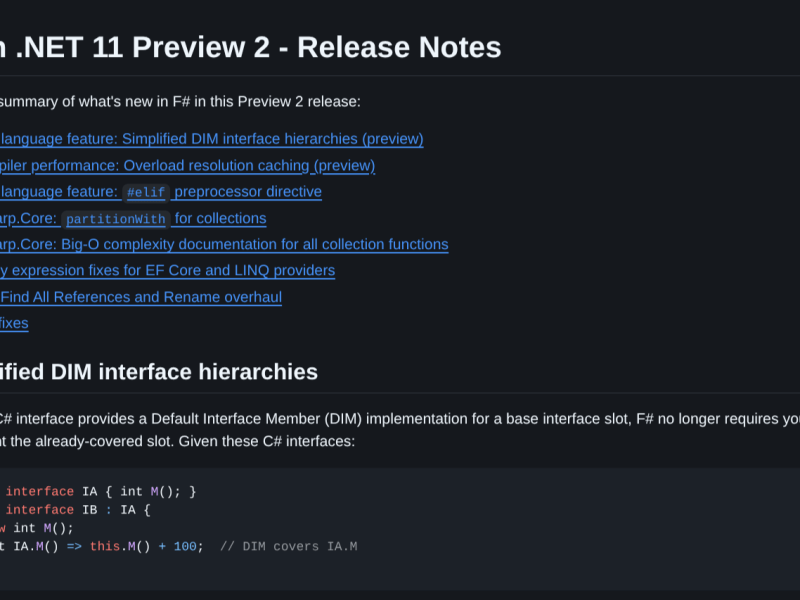 F# Weekly #11, 2026 – F# in .NET 11 Preview&nbsp;2